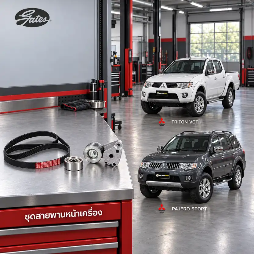 ชุดสายพานหน้าเครื่อง GATES ACK-6PK1515-K1 — ชุด 6PK1515 4D56DID 16V Triton VGT ปี 2011, Pajero Sport KG4W