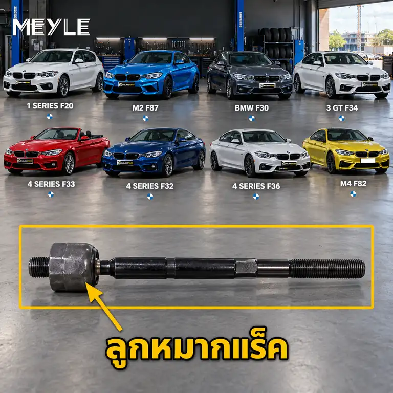 ลูกหมาก MEYLE รหัส 316 031 0012 — BMW ซีรี่ย ์1 Sports Hatch (F20) ปี 2011–2020 / BMW ซีรี่ย ์2 Coupe (F22, F87) ปี 2013–2021 / BMW ซีรี่ย ์3 (F30, F80) ปี 2011–2018 / BMW 