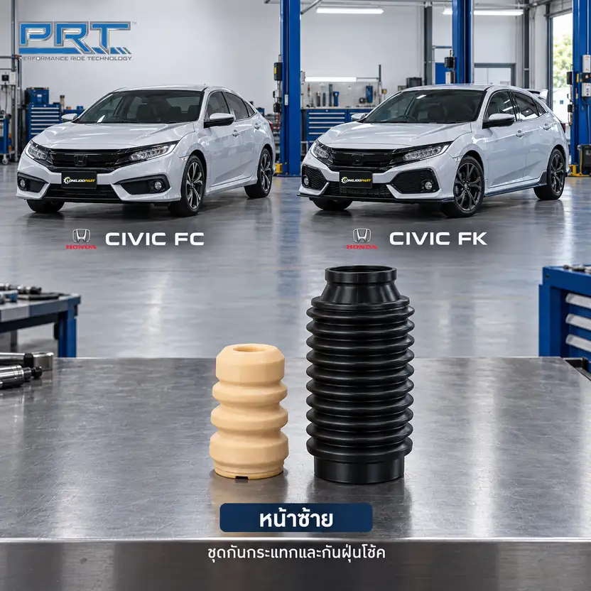 ชุดกันกระแทกและกันฝุ่นโช้ค PRT รหัส 625-0318 — กัน กระแทก+กัน ฝ่นุ หน้าซา้ย HON Civic FC FK 1.8/1.5 ปี 2016