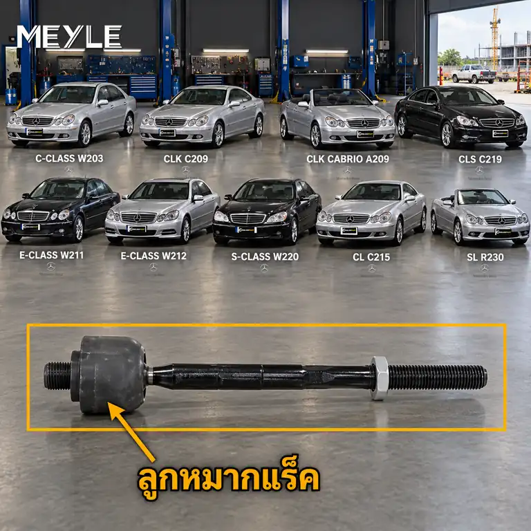ลูกหมาก MEYLE รหัส 016 031 0002 — MB C-CLASS (W203) ปี 2000–2007 / MB C-CLASS Coupe (CL203) ปี 2001–2008 / MB CLC-CLASS (CL203) ปี 2008–2011 / MB CLK (C209) ปี 2002–2009 / MB C