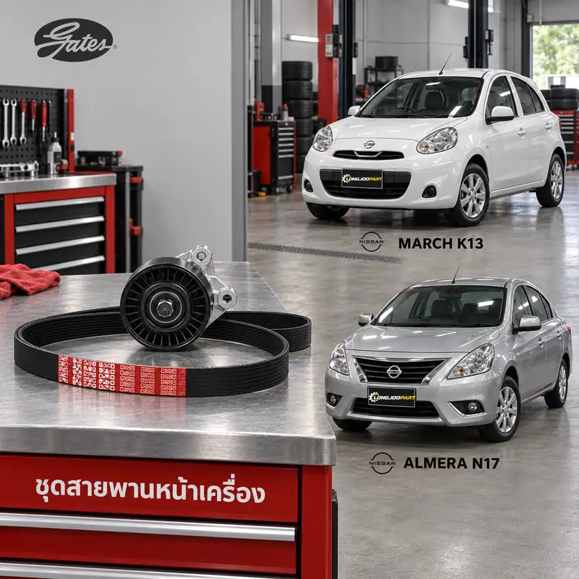 ชุดสายพานหน้าเครื่อง GATES ACK-7PK1165-K1 — ชุด 7PK1165 HR12 March 1.2 K13, Almera N17