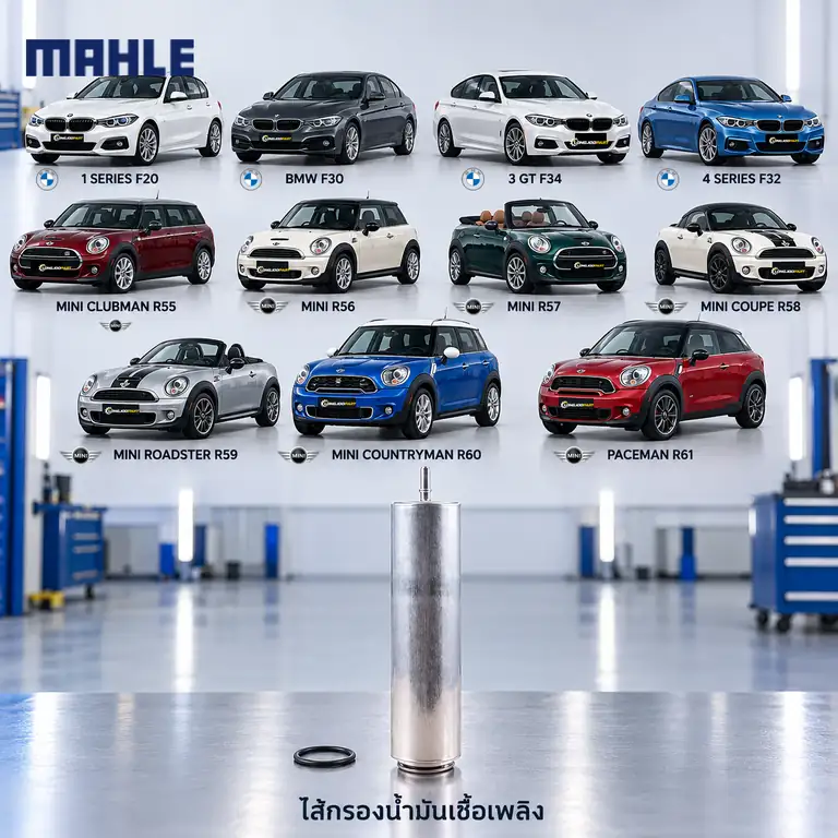 ไส้กรองน้ำมันเชื้อเพลิง MAHLE รหัส KL 736-1D — ดีเซล / 1 (F20) 3 (F30-34) 4 (F32), R55-61