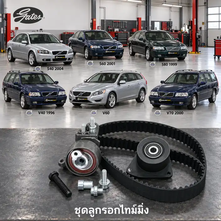 ชุดลูกรอกไทม์มิ่ง GATES K045509XS — ชุดลูกรอกไทม์มิ่ง(มีแขน) B5204-5254 S40 S60 S80 V40 V60 V70 รุ่นหลัง