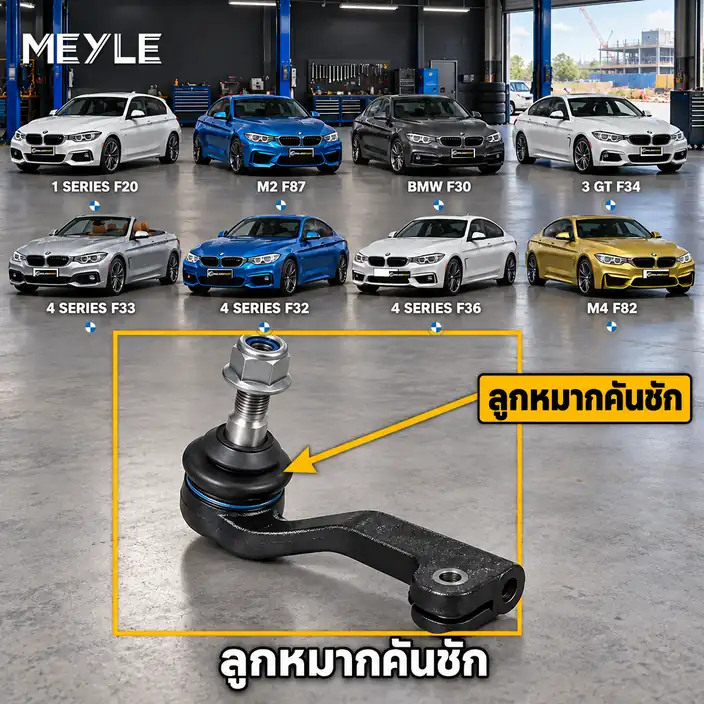 ลูกหมาก MEYLE รหัส 316 020 0026 — BMW ซีรี่ย ์1 Sports Hatch (F20) ปี 2011–2020 / BMW ซีรี่ย ์2 Coupe (F22, F87) ปี 2013–2021 / BMW ซีรี่ย ์3 (F30, F80) ปี 2011–2018 / BMW 
