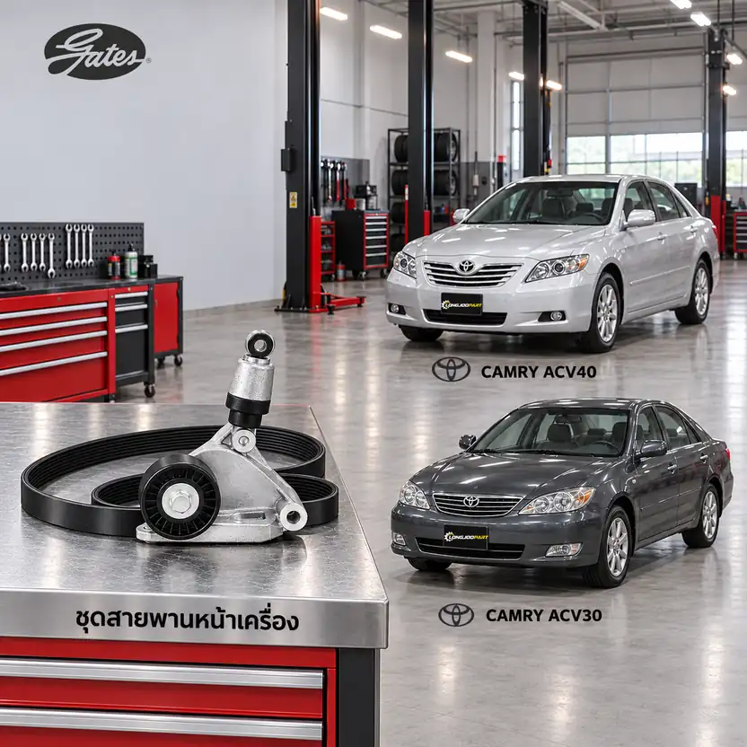 ชุดสายพานหน้าเครื่อง GATES ACK-7PK1935-K1 — ชุด 7PK1935 1AZ Camry 2.0 ปี 2006 ACV40, 2AZ Camry 2.4 ปี 2001 ACV30
